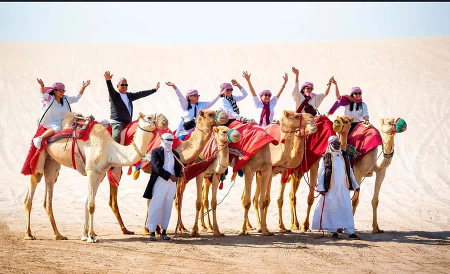 Doha: Desert Buggy Ride, Camel Ride, Dune Bashing, Sandboard - A short camel ride and tea in the desert