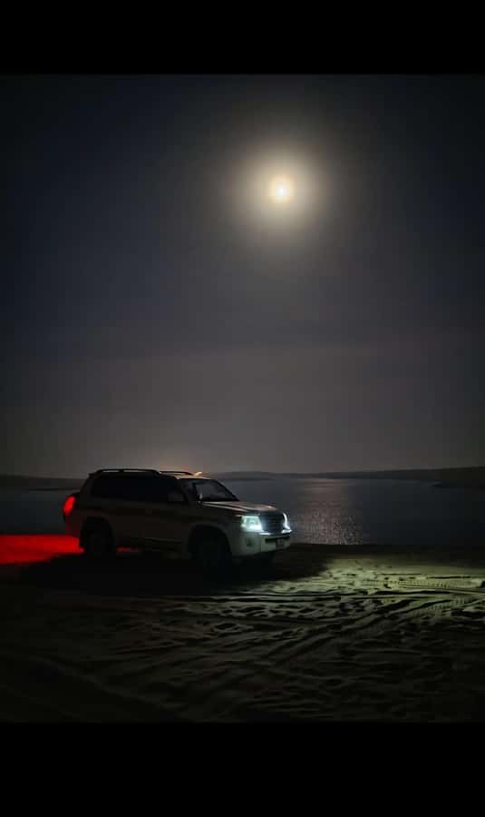 Doha: Night DesertSafari DuneBashing Sandboarding CamelRide - The Land Cruiser ride and dune bashing