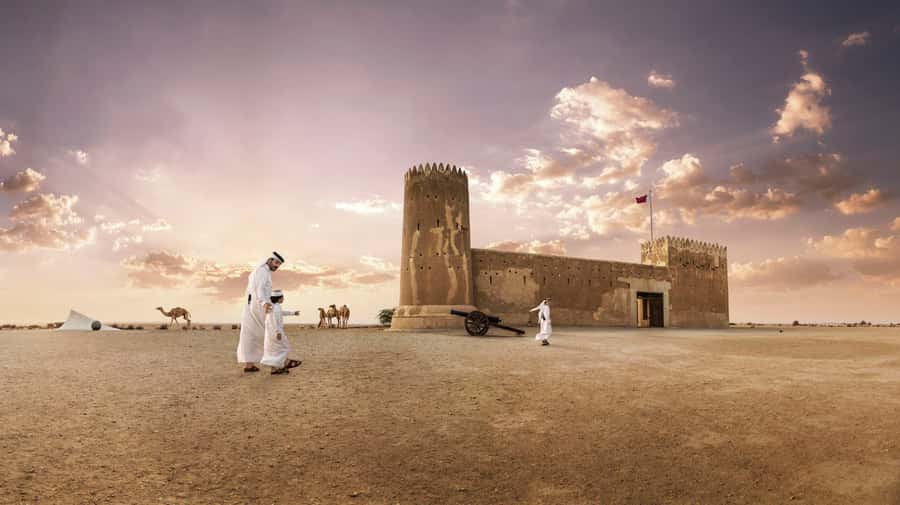 Doha: Olafur Eliasson Exhibit, Zubara Fort & Al Jumail - Olafur Eliasson’s mirrors in the open desert