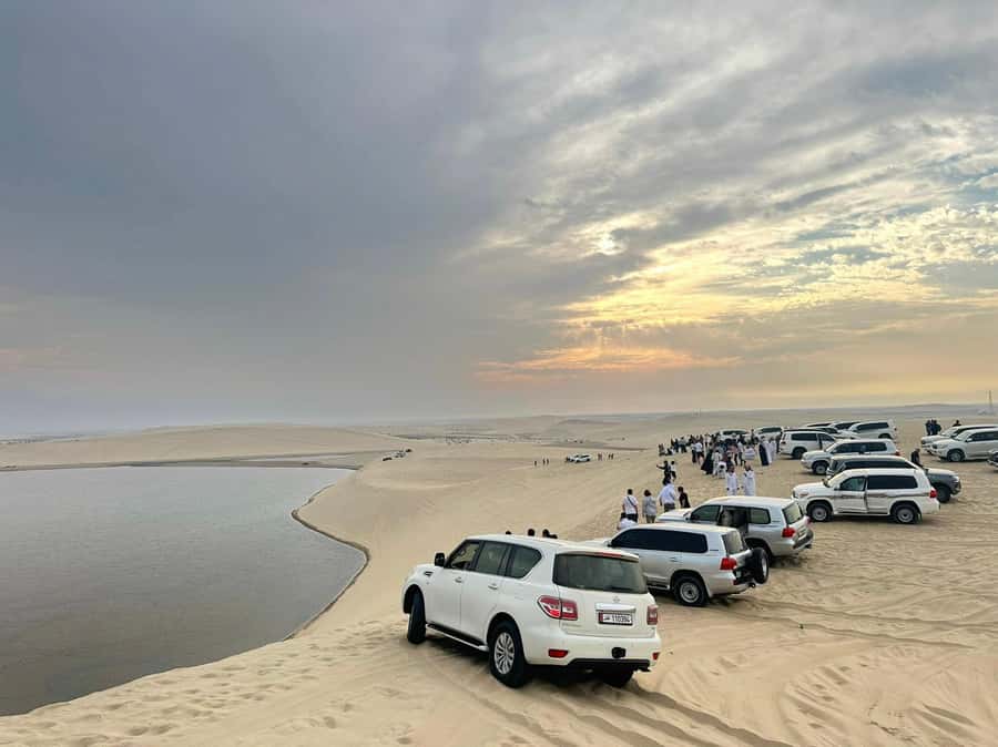 Doha: Private NIGHT desert safari with free camel ride - A short camel ride at Sealine Beach