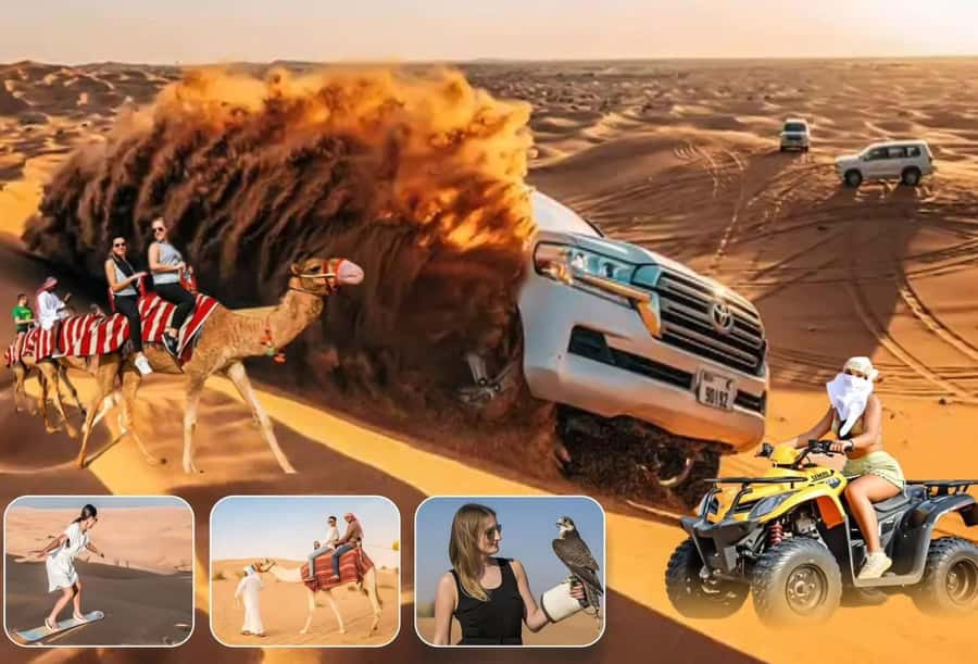 Doha: Safari, Camel Ride, Sand boarding and Inland Sea Tour - Dune bashing in a 4WD Land Cruiser
