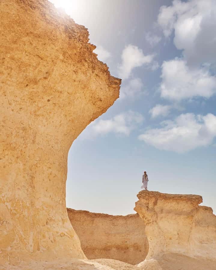 West Qatar tour to Richard Sierra sculpture,Umbrella Rock - Zekreet’s limestone shapes and Umbrella Rock